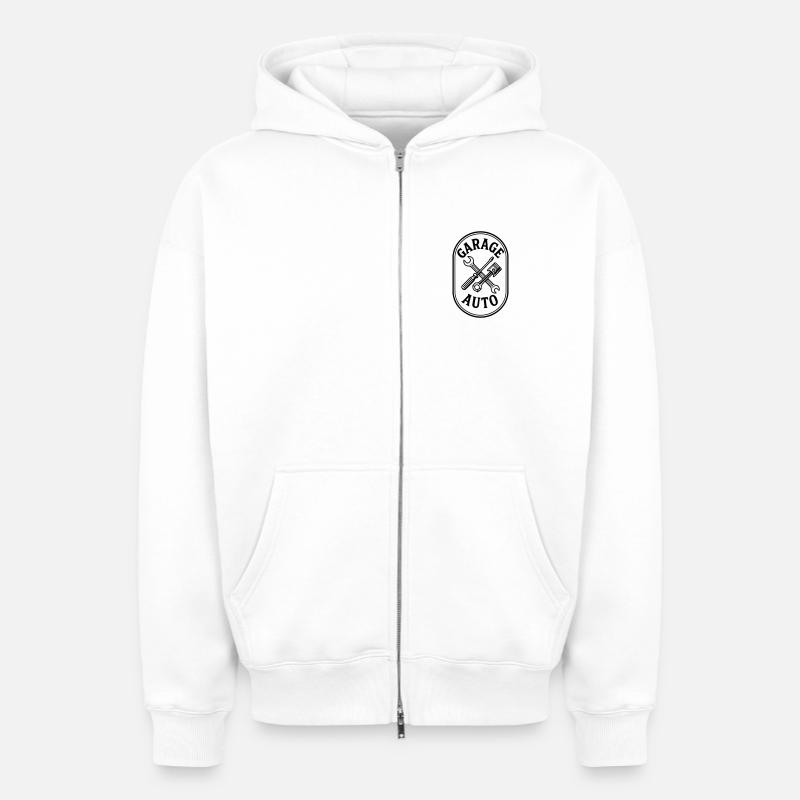 Garage auto - Sweat à capuche unisexe zippé oversize épais SPREAD - blanc