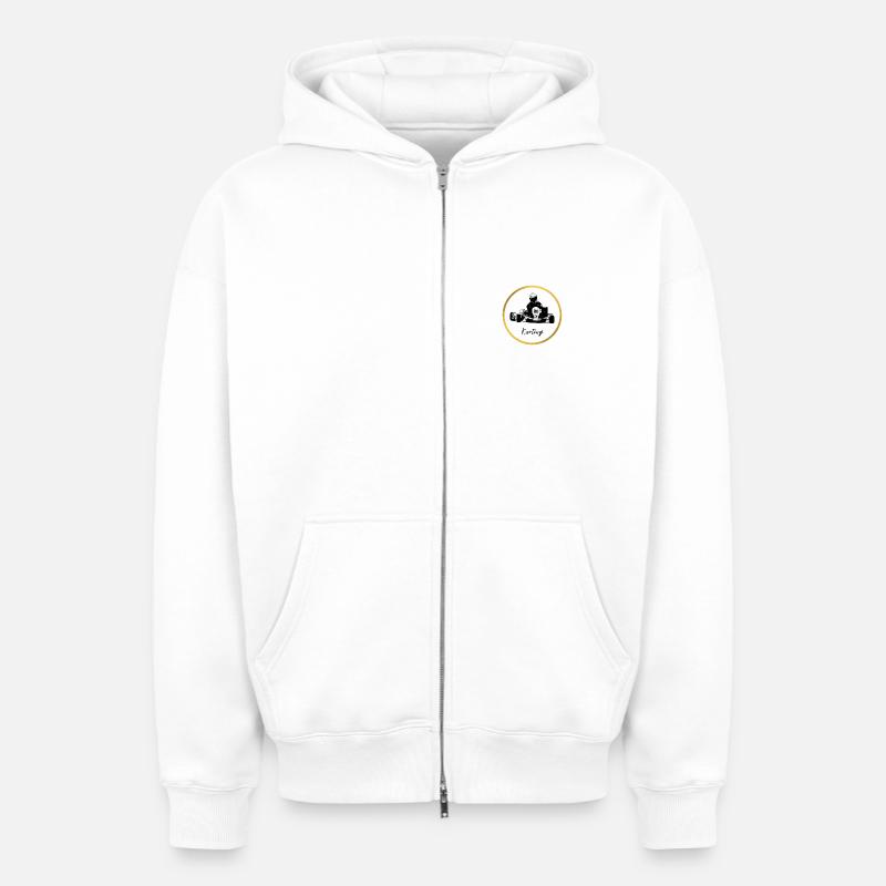 Karting - Sweat à capuche unisexe zippé oversize épais SPREAD - blanc
