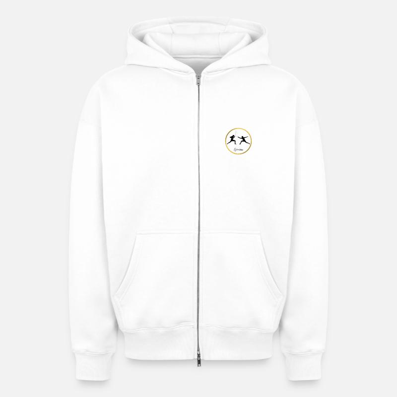 Escrime - Sweat à capuche unisexe zippé oversize épais SPREAD - blanc