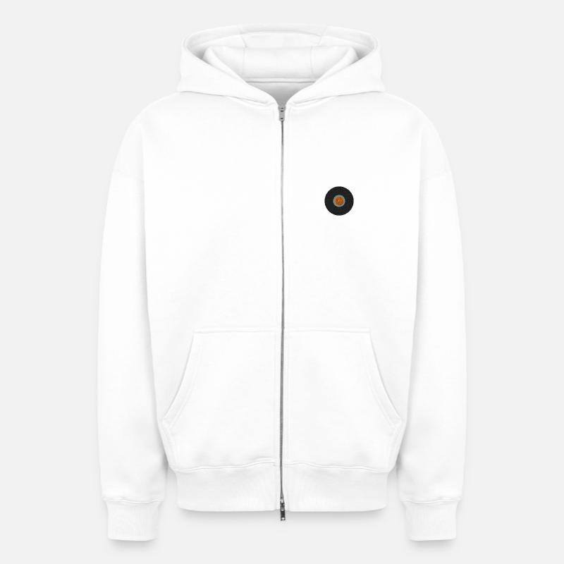 Compact disc - Oversized Heavyweight Unisex Zip Hoodie - white