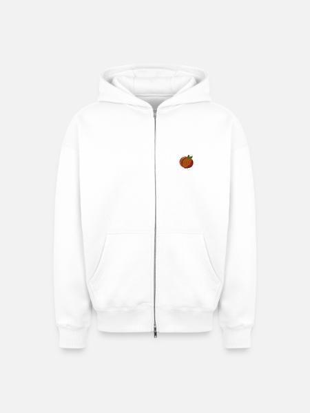 Brodé pêche - Sweat à capuche unisexe zippé oversize épais SPREAD - blanc