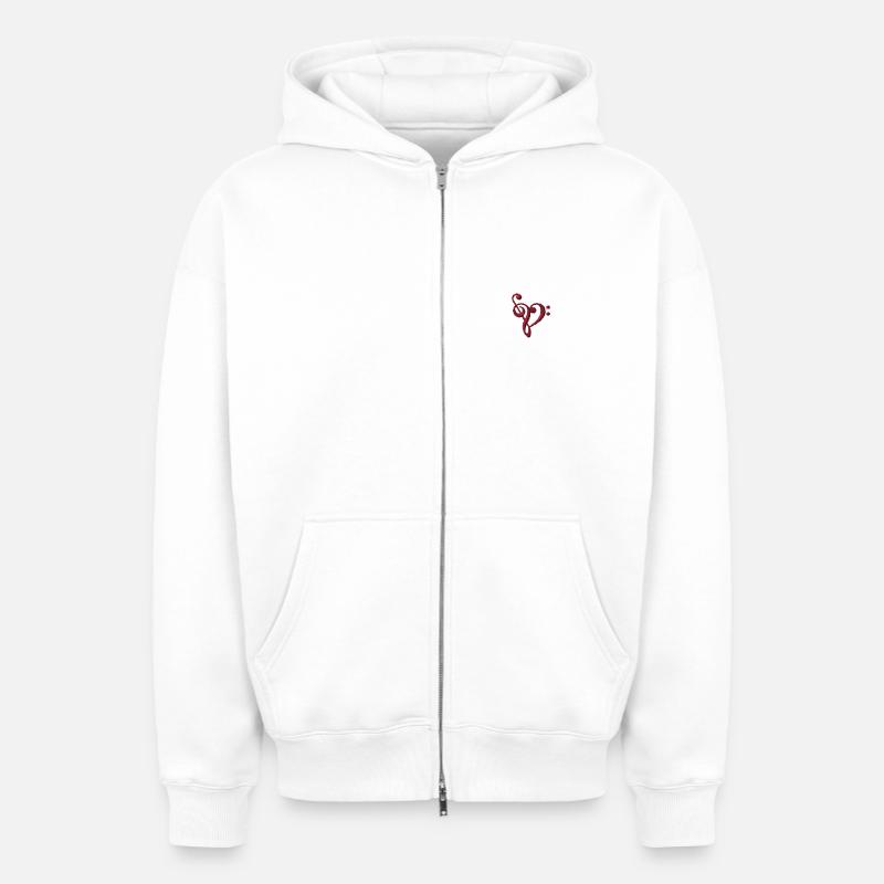 Note brodée - Sweat à capuche unisexe zippé oversize épais SPREAD - blanc