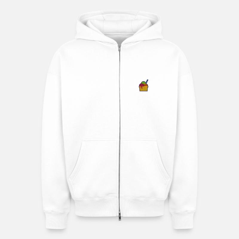 Glace - Sweat à capuche unisexe zippé oversize épais SPREAD - blanc