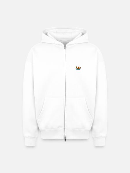 Voilier - Sweat à capuche unisexe zippé oversize épais SPREAD - blanc