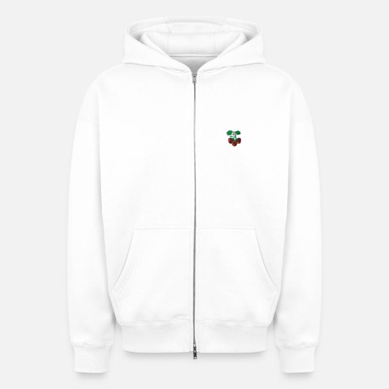 Fraise - Sweat à capuche unisexe zippé oversize épais SPREAD - blanc