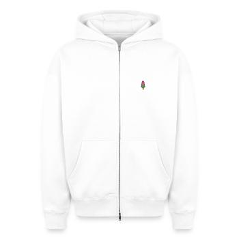 Eis am Stiel - Oversized Heavyweight Unisex Zip Hoodie - Weiß - Vorne - AI Model Female 172 dark (172cm) & AI Model Male 178 light (178cm)
