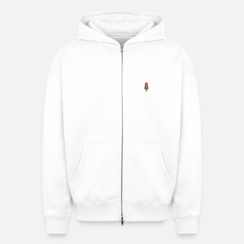 Popsicles - Sweat à capuche unisexe zippé oversize épais SPREAD - blanc