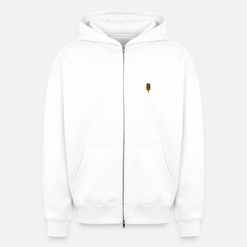 Glaces - Sweat à capuche unisexe zippé oversize épais SPREAD - blanc