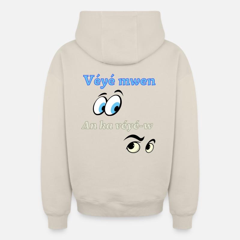 Véyé mwen an ka véyé-w - Sweat à capuche unisexe zippé oversize épais SPREAD - beige