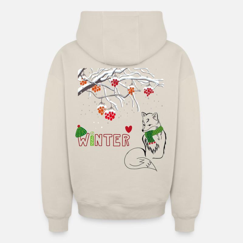 Renard d’hiver - Sweat à capuche unisexe zippé oversize épais SPREAD - beige