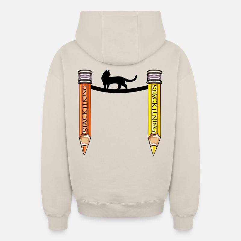 SLACKLINE D’ÉQUILIBRE CHAT - Sweat à capuche unisexe zippé oversize épais SPREAD - beige