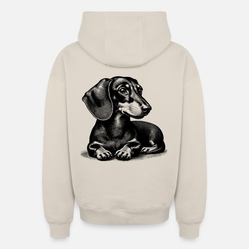 Teckel - Sweat à capuche unisexe zippé oversize épais SPREAD - beige
