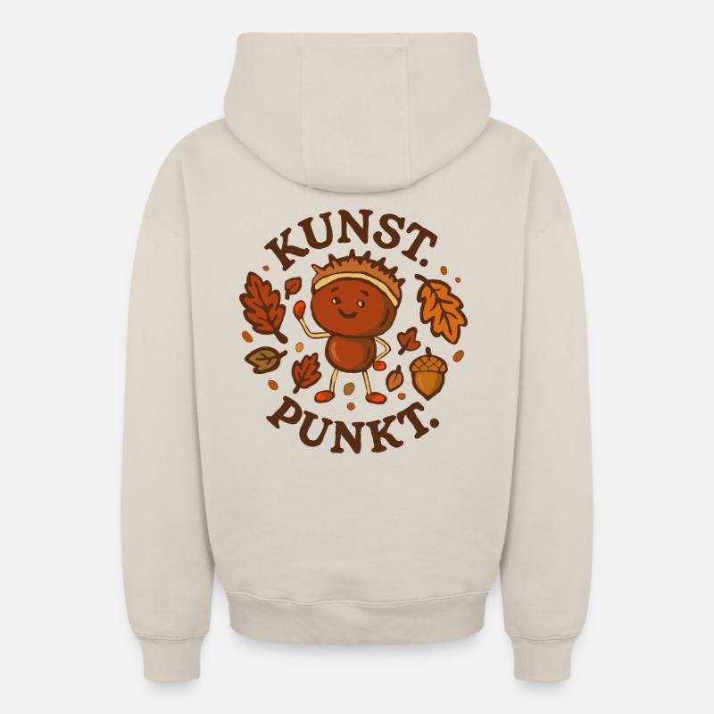 Art de la châtaigne - Sweat à capuche unisexe zippé oversize épais SPREAD - beige