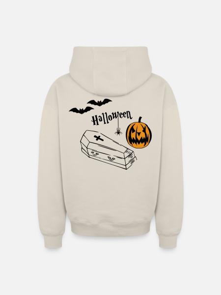 Halloween Pumpkin Silhouette - Oversized Heavyweight Unisex Zip Hoodie - beige