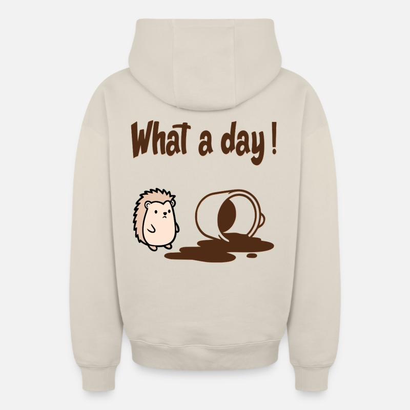 Café Hérisson - Sweat à capuche unisexe zippé oversize épais SPREAD - beige