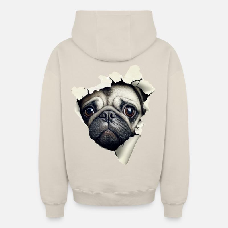 Carlin - Sweat à capuche unisexe zippé oversize épais SPREAD - beige