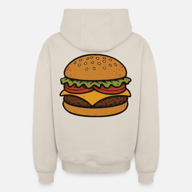 Hamburger comique - Sweat à capuche unisexe zippé oversize épais SPREAD - beige