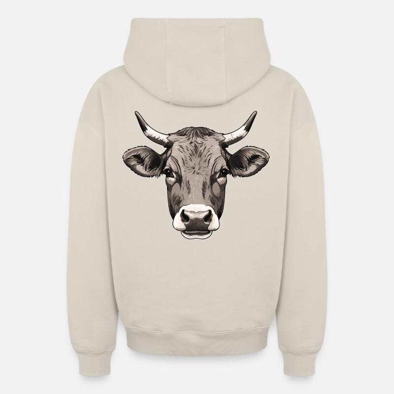 Vache - Sweat à capuche unisexe zippé oversize épais SPREAD - beige