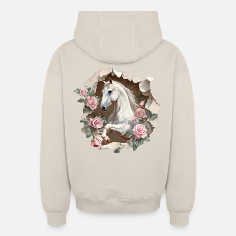Cheval - Sweat à capuche unisexe zippé oversize épais SPREAD - beige
