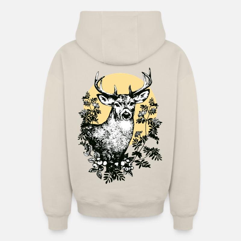 Cerf - Sweat à capuche unisexe zippé oversize épais SPREAD - beige