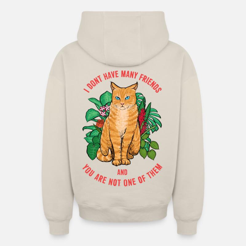 Chat pas sympathique - Sweat à capuche unisexe zippé oversize épais SPREAD - beige