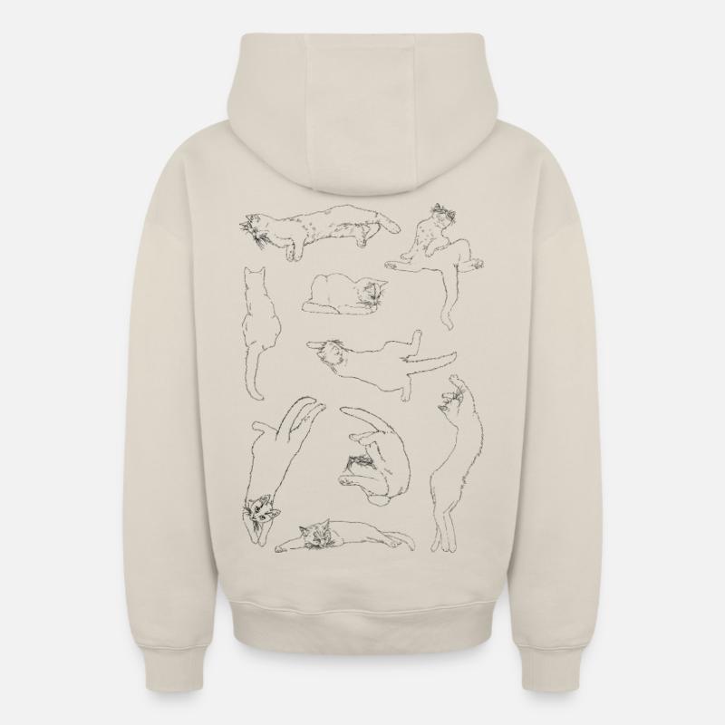 Anatomie du chat - Sweat à capuche unisexe zippé oversize épais SPREAD - beige