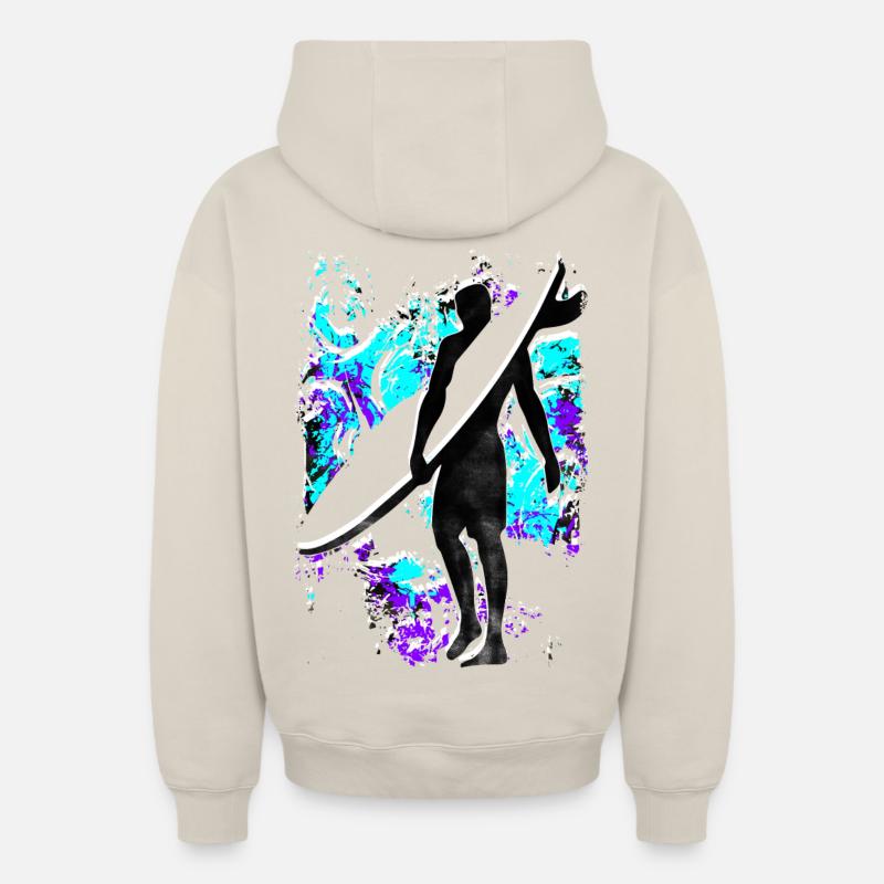 Surf - Surf - Surf - Surf - Sweat à capuche unisexe zippé oversize épais SPREAD - beige