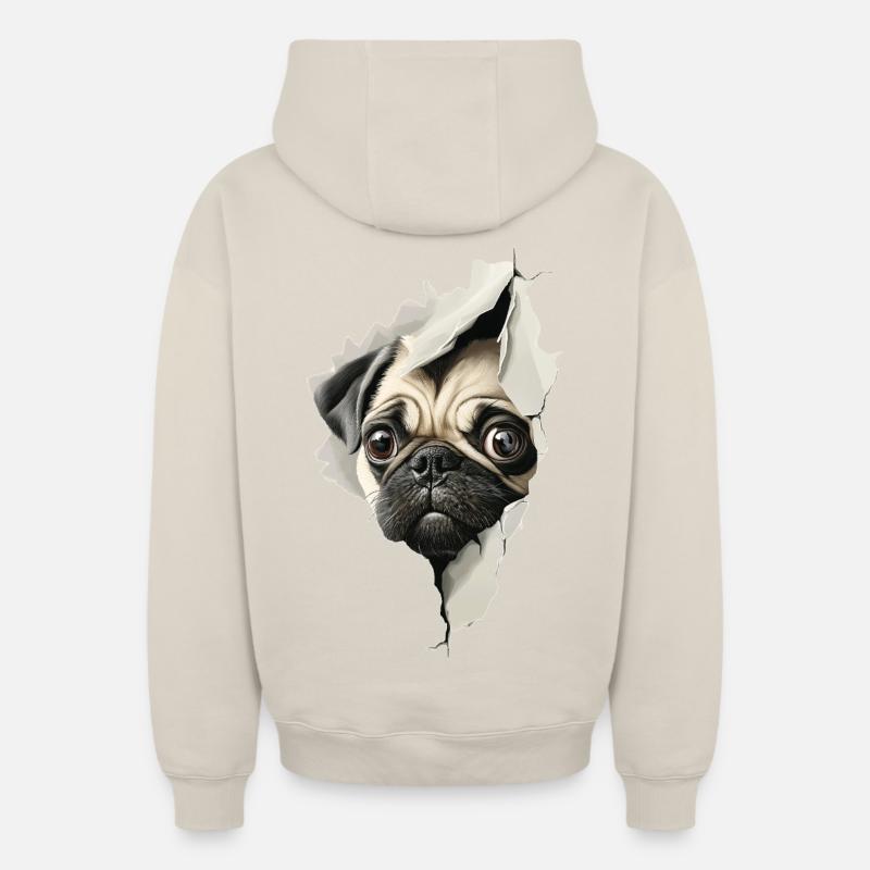 Carlin - Sweat à capuche unisexe zippé oversize épais SPREAD - beige