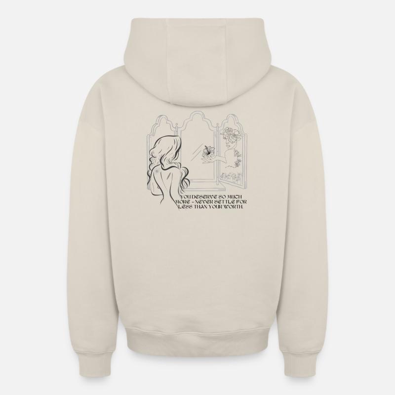 Miroir de l’estime de soi - Sweat à capuche unisexe zippé oversize épais SPREAD - beige