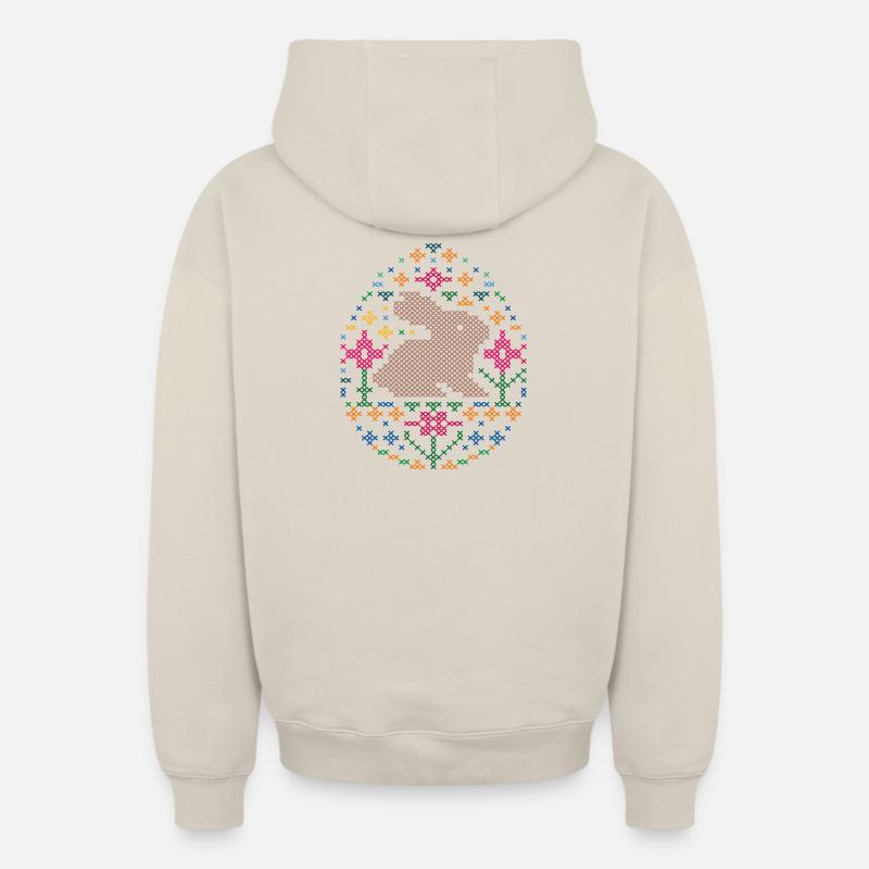 Pâques - Sweat à capuche unisexe zippé oversize épais SPREAD - beige