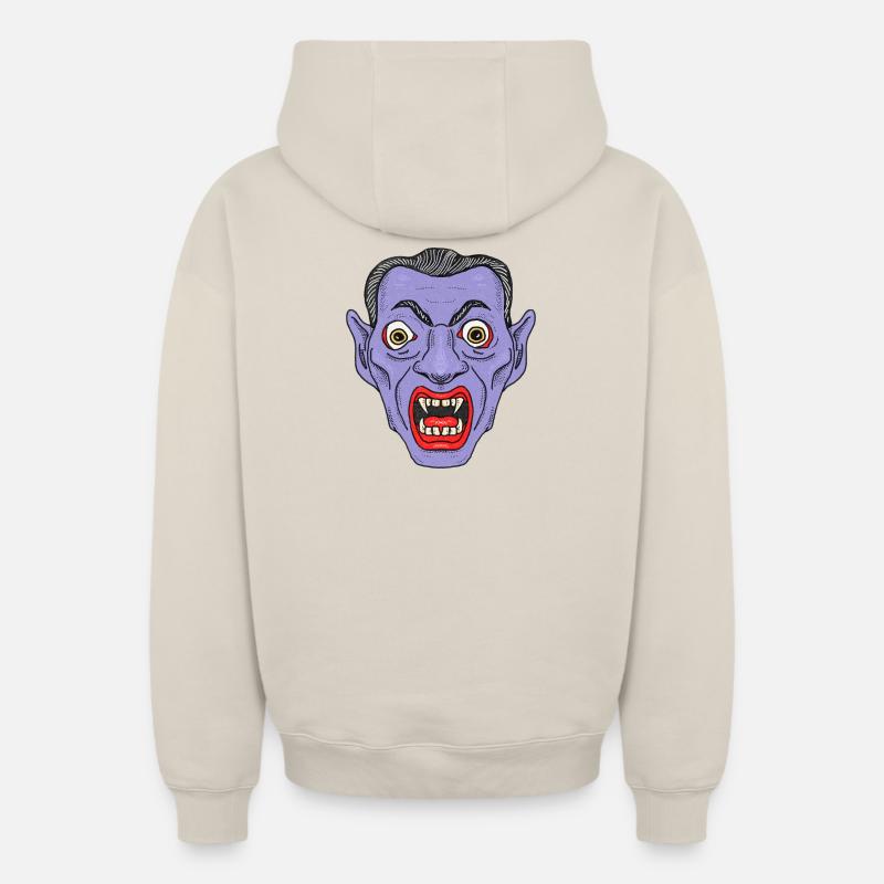 Vampire Devil Face - Oversized Heavyweight Unisex Zip Hoodie - beige