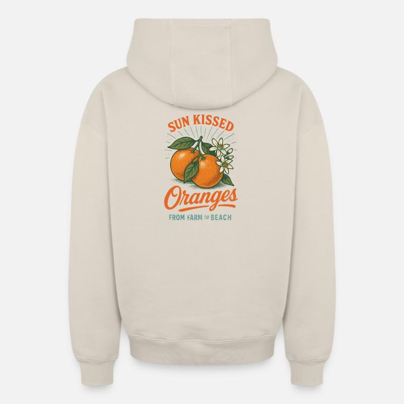 Orange Bronzées Été - Sweat à capuche unisexe zippé oversize épais SPREAD - beige