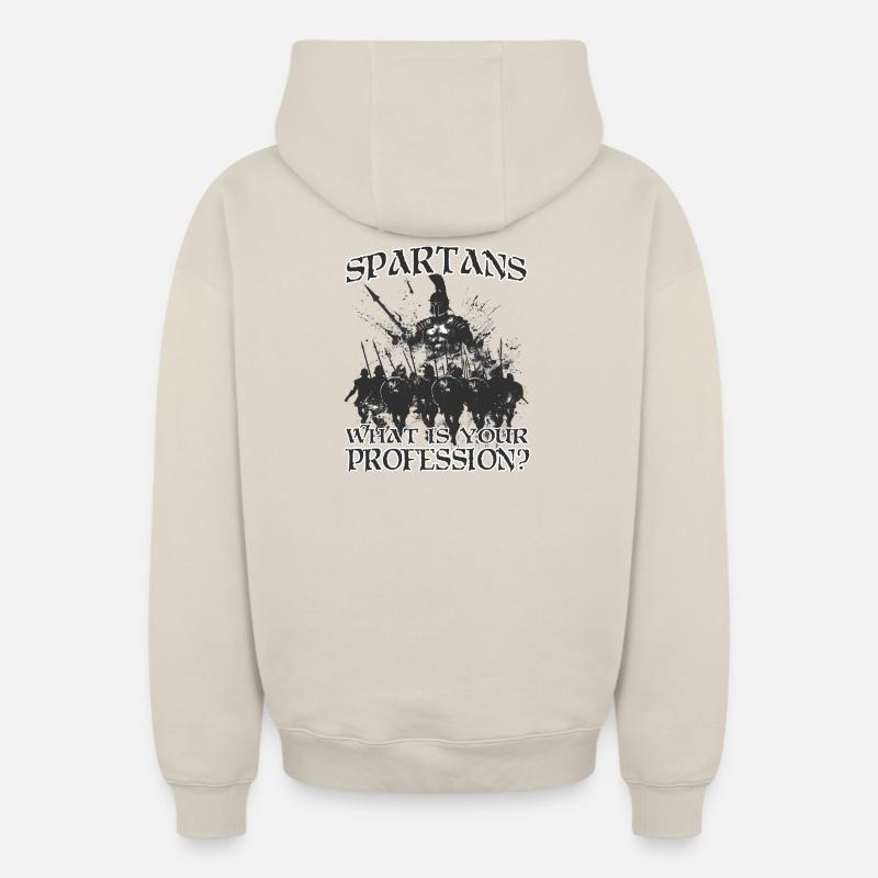 Roi guerrier spartiate Léonidas grec Ph - Sweat à capuche unisexe zippé oversize épais SPREAD - beige