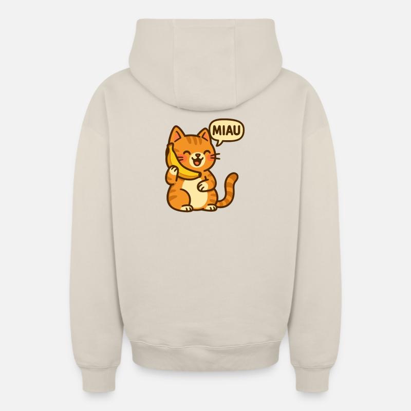 Telefonierende Katze - Oversized Heavyweight Unisex Zip Hoodie - Beige