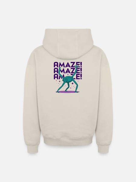 Rocky Inspired Alien Character - Oversized Heavyweight Unisex Zip Hoodie - beige