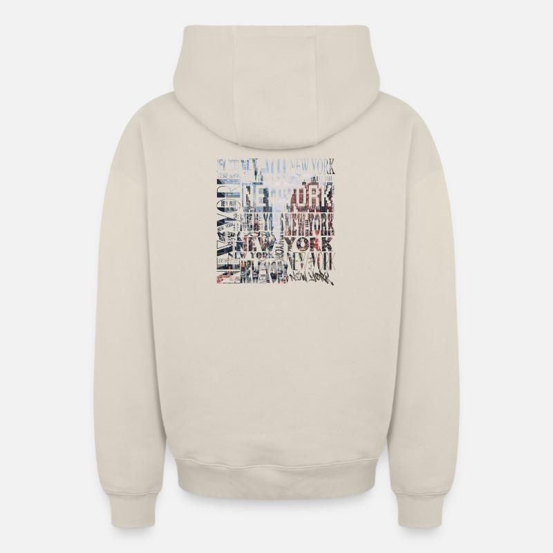 NEW YORK - Sweat à capuche unisexe zippé oversize épais SPREAD - beige