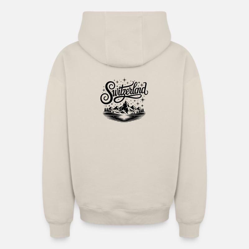 Suisse - Conception de souvenirs - Sweat à capuche unisexe zippé oversize épais SPREAD - beige