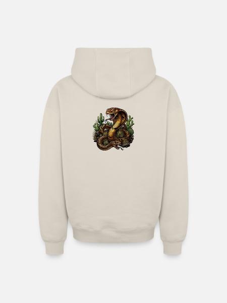 Desert cobra and its companion - Oversized Heavyweight Unisex Zip Hoodie - beige