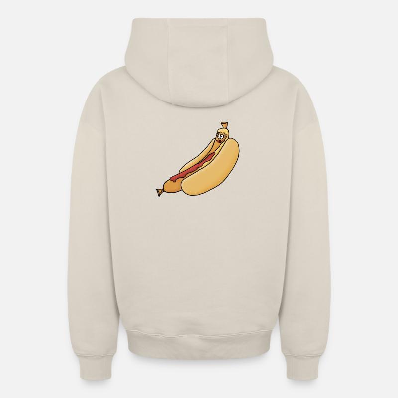 entspannte Bockwurst im Brötchen - Oversized Heavyweight Unisex Zip Hoodie - Beige
