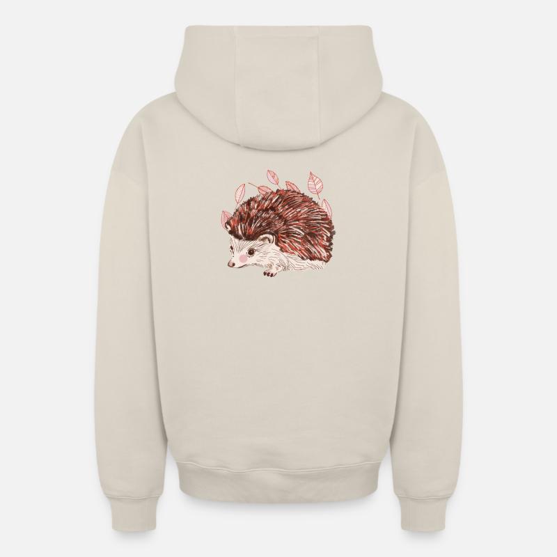 Herbstigel mit rotem Fellakzent - Oversized Heavyweight Unisex Zip Hoodie - Beige
