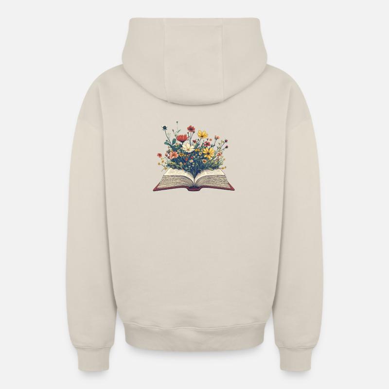 Livre fleuri - Sweat à capuche unisexe zippé oversize épais SPREAD - beige