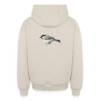 Grand oiseau - Sweat à capuche unisexe zippé oversize épais SPREAD - beige - Dos - AI Model Male 178 light (178cm)