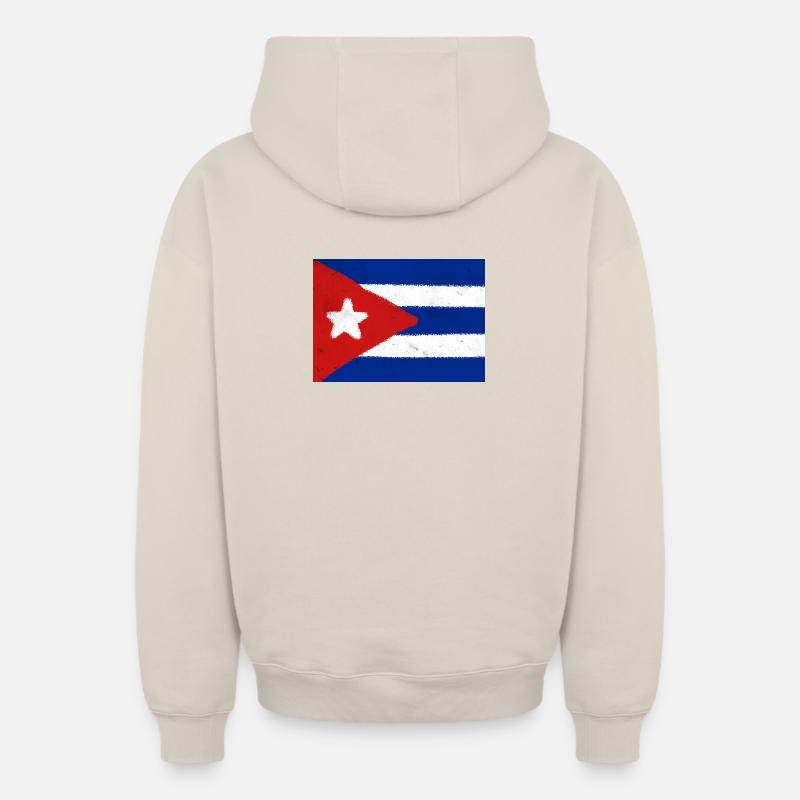 Drapeau de Cuba - Sweat à capuche unisexe zippé oversize épais SPREAD - beige