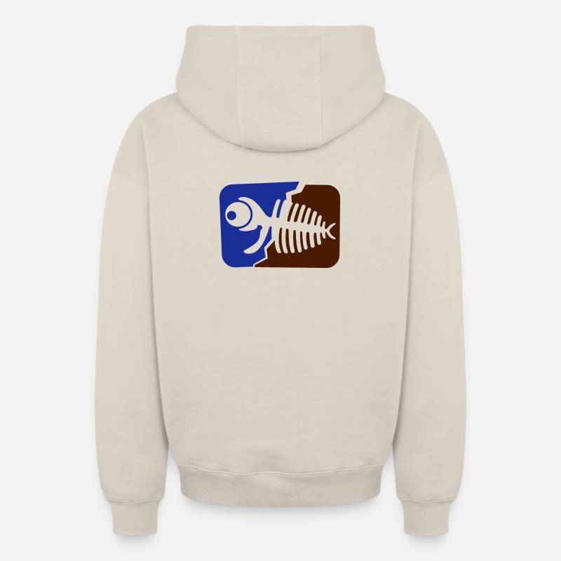 Fossile de poisson - Sweat à capuche unisexe zippé oversize épais SPREAD - beige