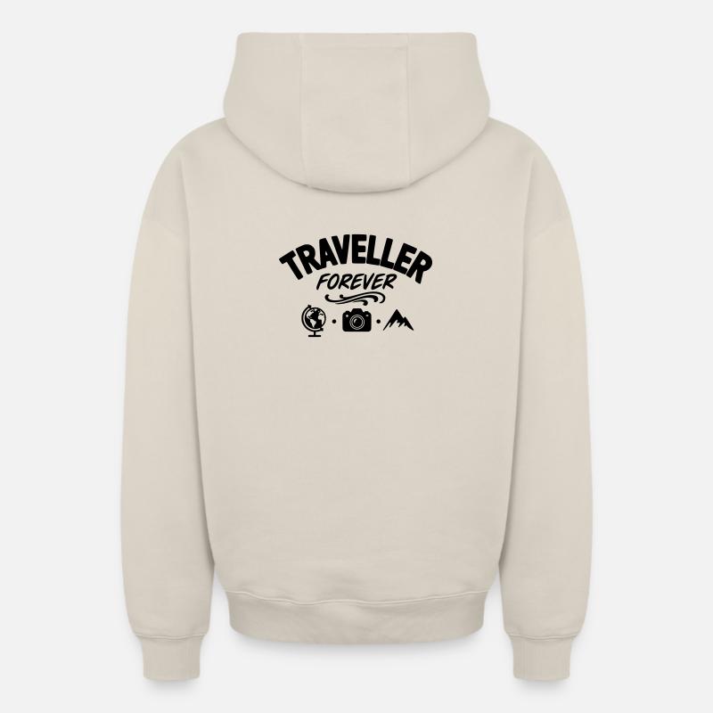 Voyageur pour toujours - Sweat à capuche unisexe zippé oversize épais SPREAD - beige