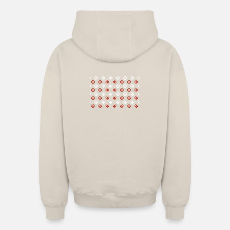 Motif croix de Malte  - Sweat à capuche unisexe zippé oversize épais SPREAD - beige