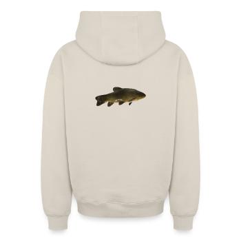 Fisch Schleie - Oversized Heavyweight Unisex Zip Hoodie - Beige - Hinten - AI Model Male 178 light (178cm)