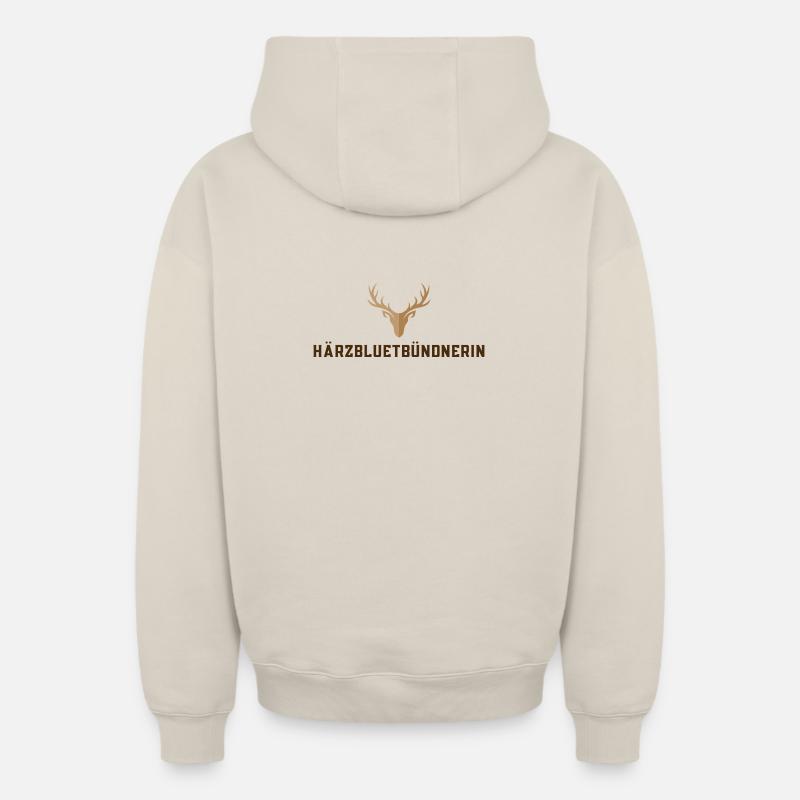 Härzbluetgraubünden - Sweat à capuche unisexe zippé oversize épais SPREAD - beige