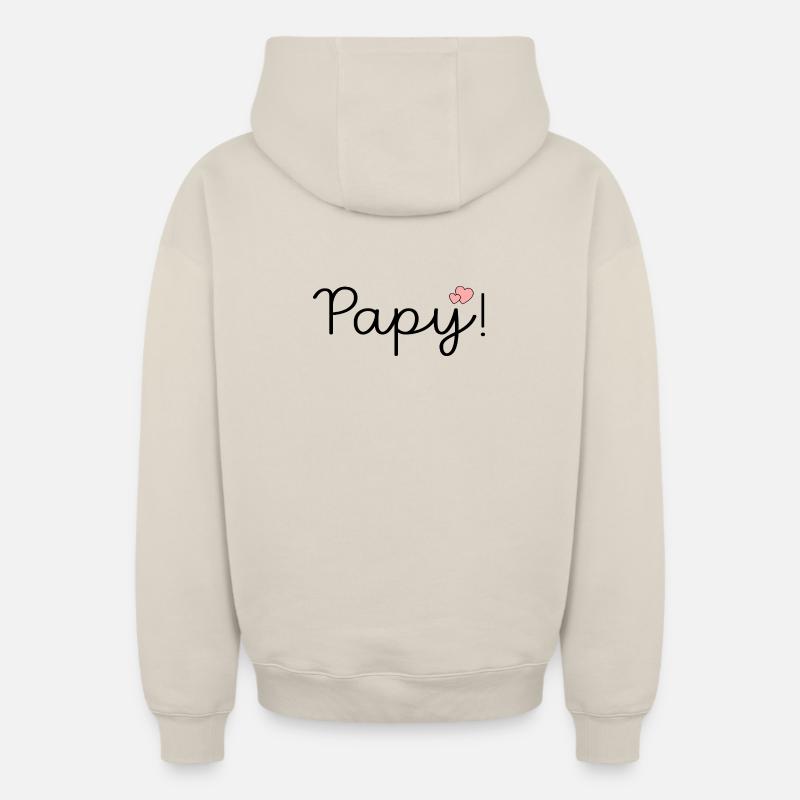 AMOUR PAPY - Sweat à capuche unisexe zippé oversize épais SPREAD - beige