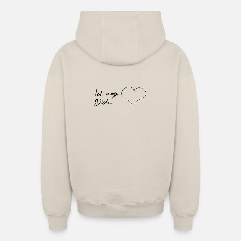 Je t’aime avec cœur - Sweat à capuche unisexe zippé oversize épais SPREAD - beige